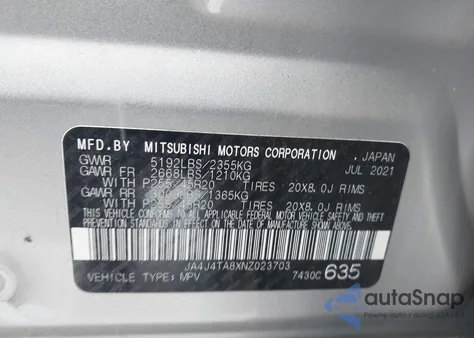 2022 Mitsubishi Outlander Es 2.5 S-Awc из США, поврежденный, VIN JA4J4TA8XNZ023703